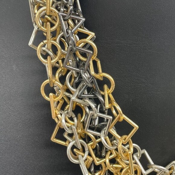 Zara Geometric Limbs Chain Statement Necklace Gold and Silver Tone 19-22 Inches - Picture 3 of 5